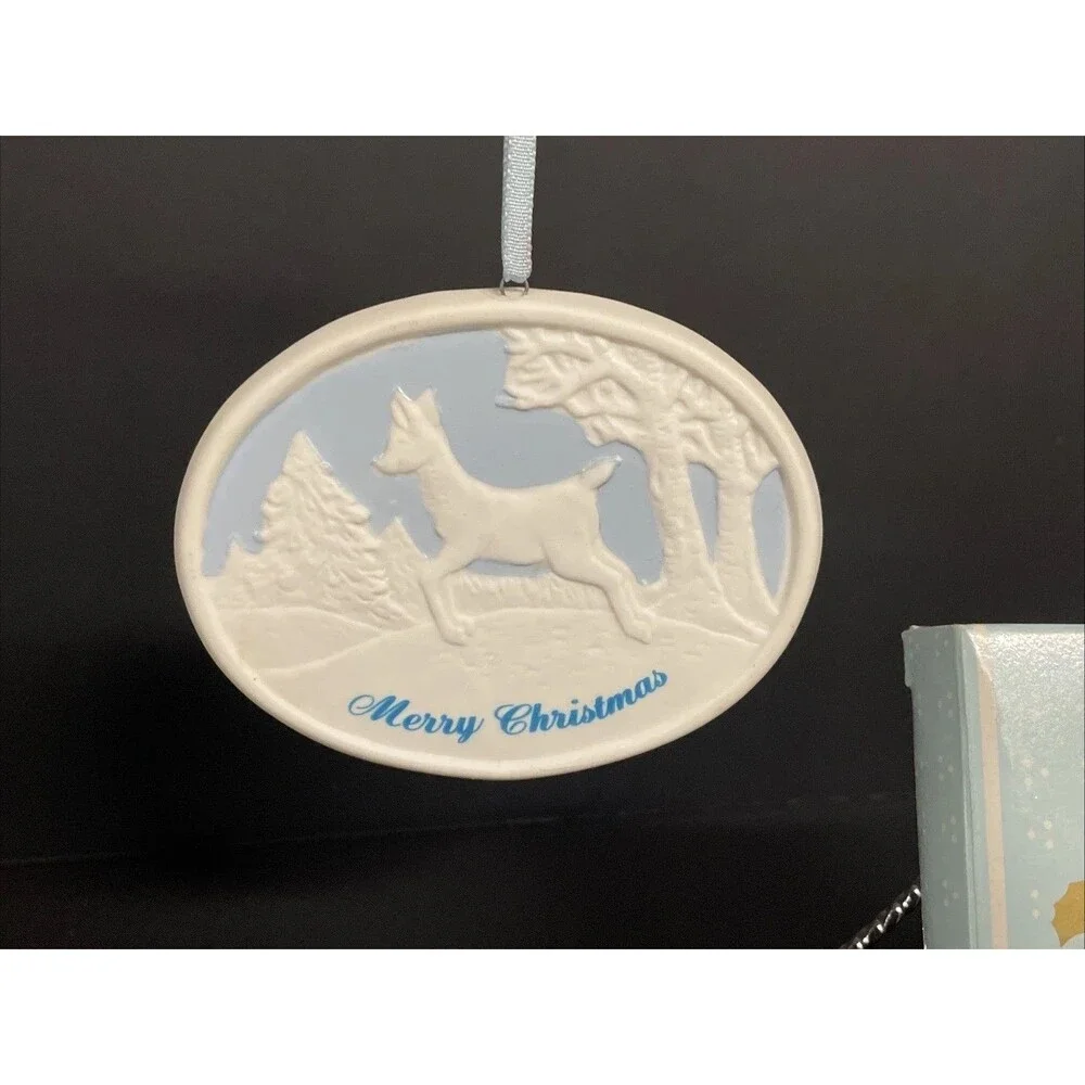 RUSS Berrie Deer Ornament Style 5690 Reminiscence Porcelain in box Christmas